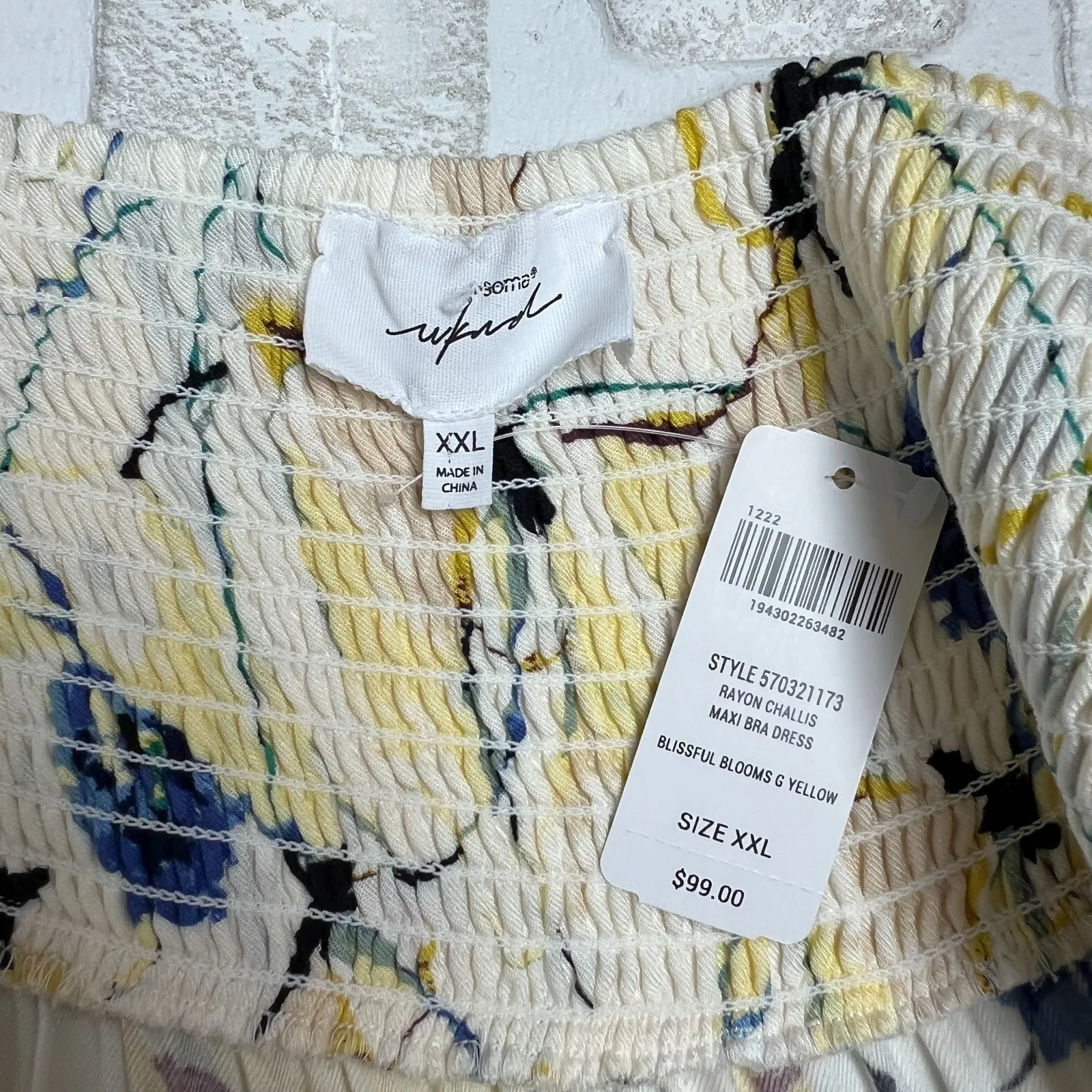 Soma Weekend Maxi Bra Dress XXL Yellow Blissful Blooms Rayon Challis Goddess NEW - Image 9