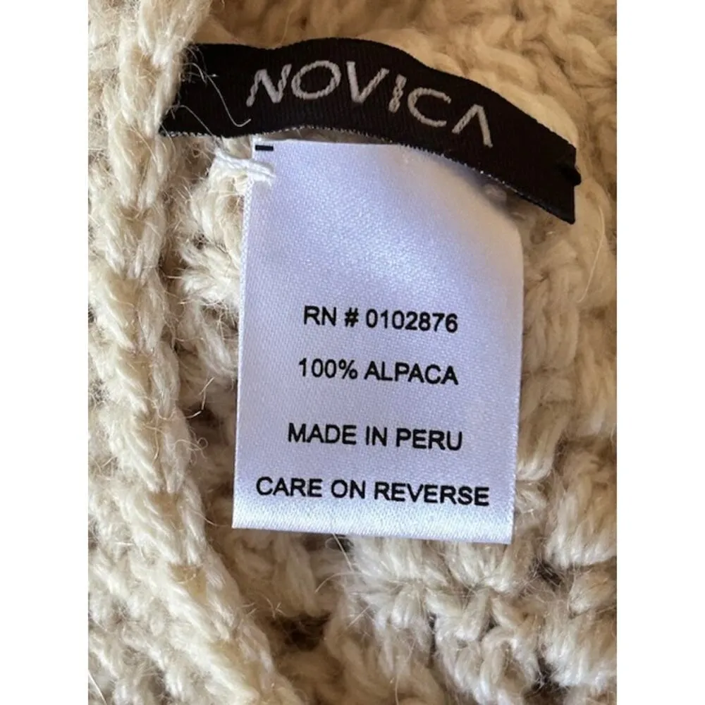 Novica Handmade 100% Alpaca Wool Cream Hat Made in Peru - Image 4