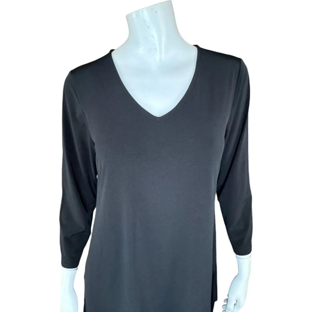 Susan Graver Modern Essentials Liquid Knit A-Line Tunic Black Small - Image 9