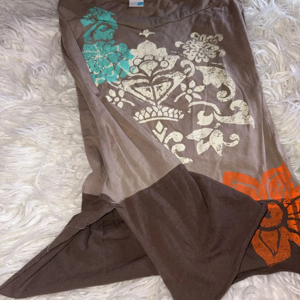 Vintage Roxy Y2K Floral Graphic Tank Top Brown Cottagecore Lagenlook - Image 2
