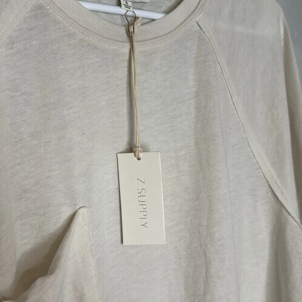 Z Supply Women's Carly Tri Blend Pocket Cream T-Shirt NWT Size Small - Image 3