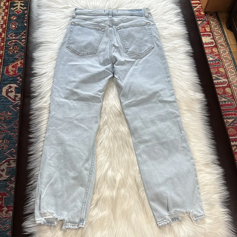 Abercrombie Light Wash Distressed The Ankle Straight Ultra High Rise Jeans - Image 8