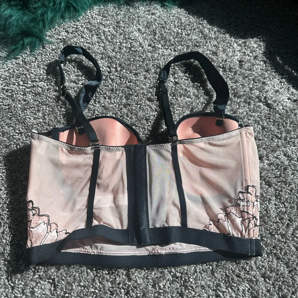 Auden Lace Bustier in Pink and Black - Image 2