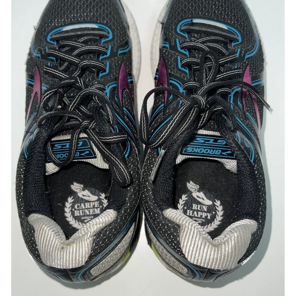 Brooks Womens Adrenaline GTS 16 Running Shoes Black Sneakers Size 8.5 Turquoise - Image 7