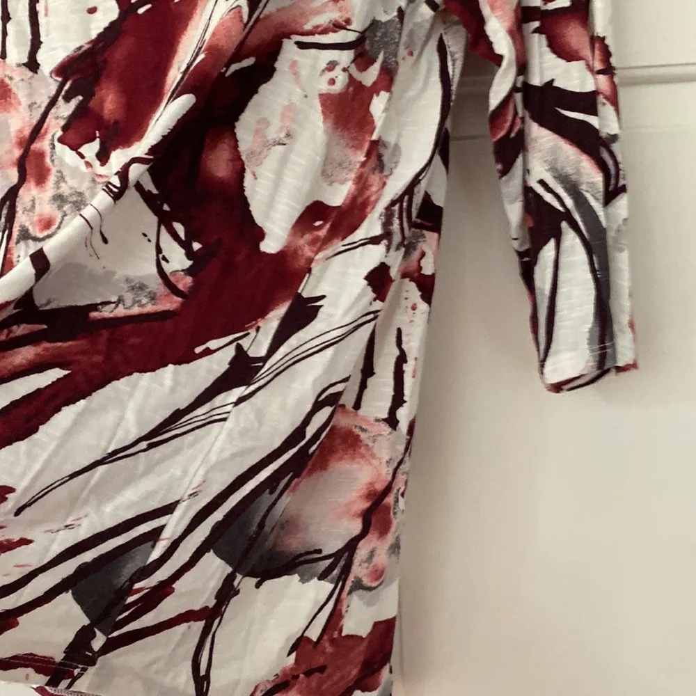 Chicos Size 3 Easywear Chicos Abstract Floral Tunic White Gray Maroon Chico’s XL - Image 4