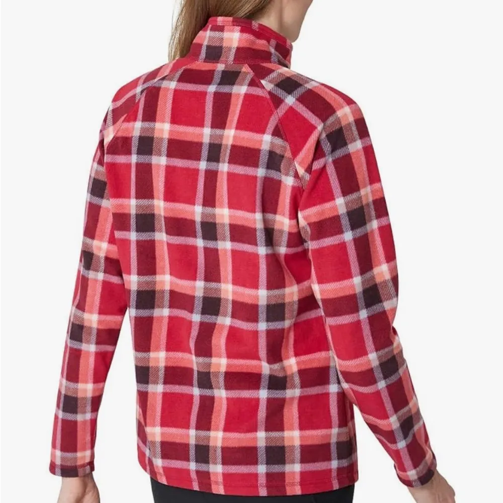 Eddie Bauer Red Plaid Ultra Soft Fleece 1/4 Zip Long Sleeve Pullover Top XS - Image 4