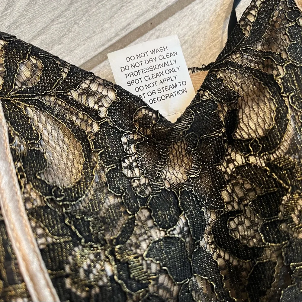 Vintage 90s Masquerade Strapless Black Gold Tiered Tulle Tutu Skirt Dress,Sz 5/6 - Image 12