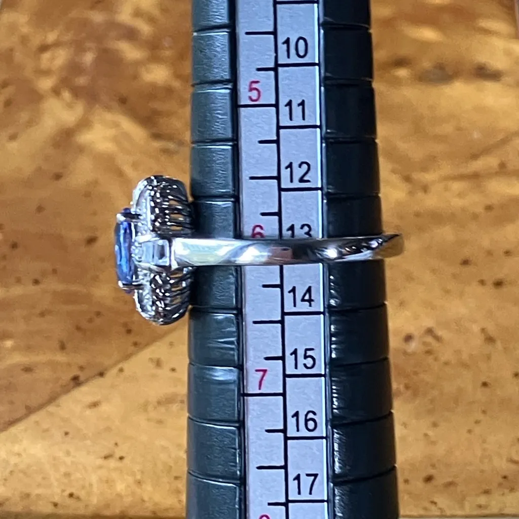 Natural Tanzanite Sterling Silver Art Deco Style Ring Size 6 - Image 8