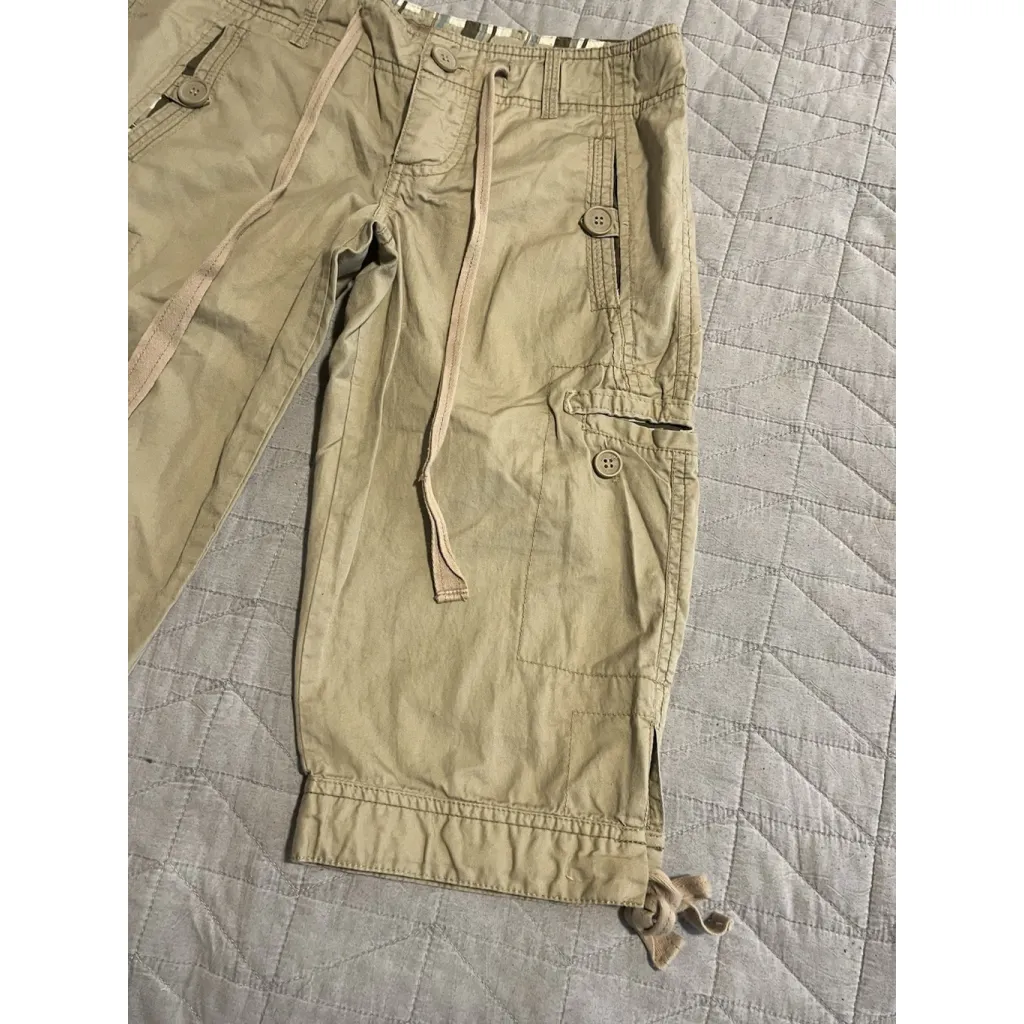 Angel Kiss Bermuda Cargo Shorts Womens Juniors Size 3 Beige Khaki Drawstring - Image 3