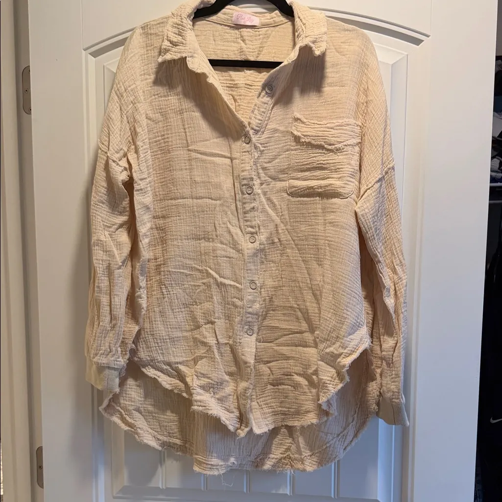 Pink lily oversized linen tunic - Image 2