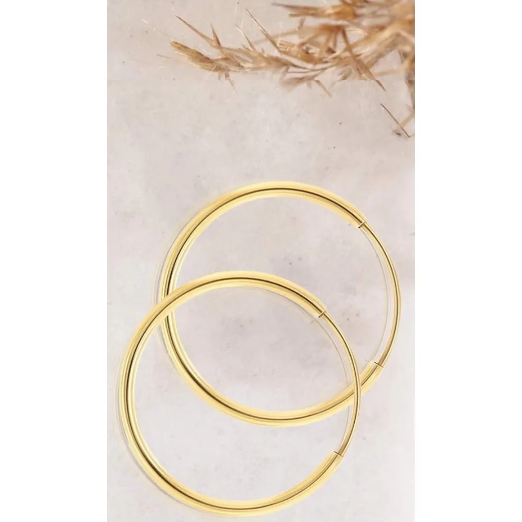 14k Gold S925 Hoop Earrings Thin Endless Sleeper‎ Earrings Lightweight Jewelry - Image 10