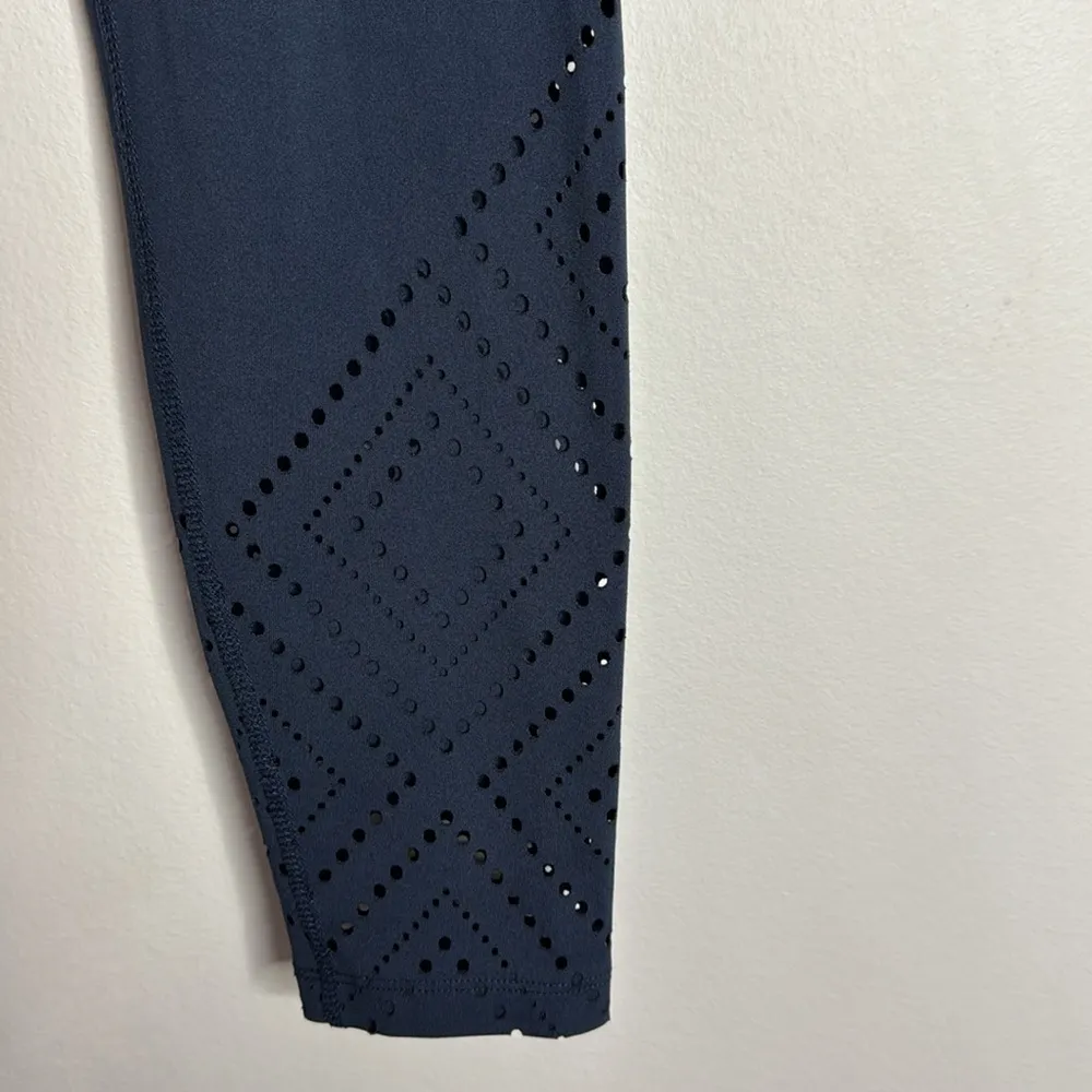 Marika women’s ankle length diamond cutout perforated leggings navy Size S Blue - Image 6