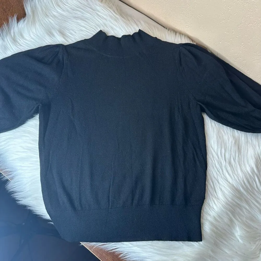 Leith Short Sleeve Mock Neck Sweater Black Size Small - Image 7