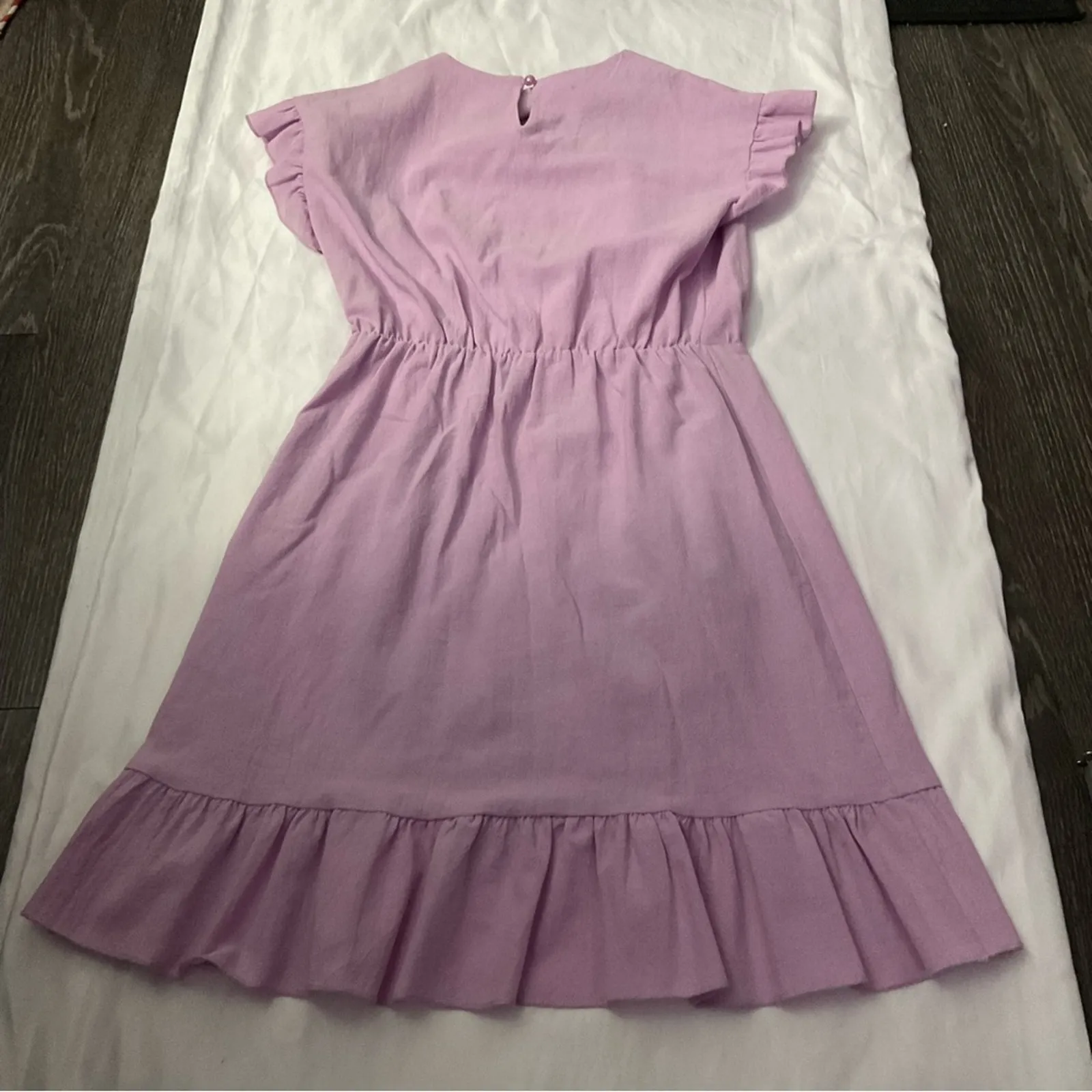 Lilac Purple Asymmetrical Ruffle Wrap Dress S Pastel Coquette Girl Rainbow Twee - Image 8
