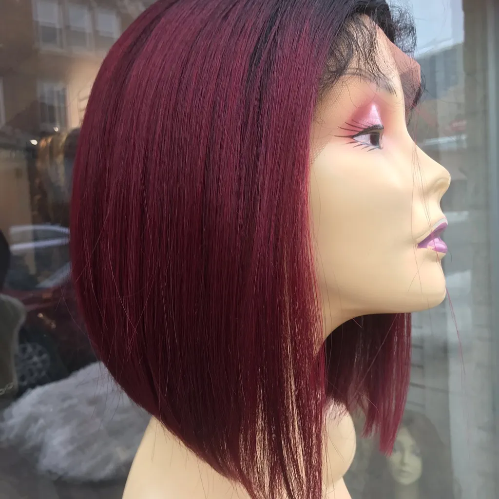 Red wine Burgundy bob Lace Wig 2020 Hairstyle New Size 10 - Image 3