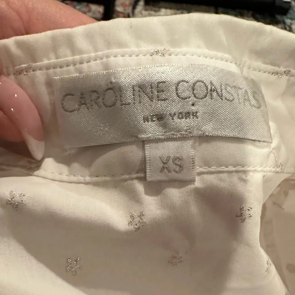 CAROLINE CONSTAS AMBROSE WHITE WESTERN STYLE BUTTON DOWN BLOUSE SIZE XS - Image 5