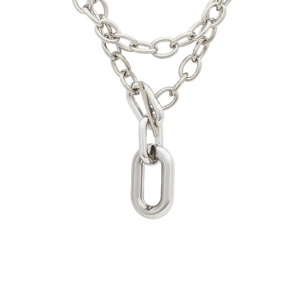 Amber Sceats Large Chain Layered Necklace in Silver Womens Chunky 2 pieces - Image 2