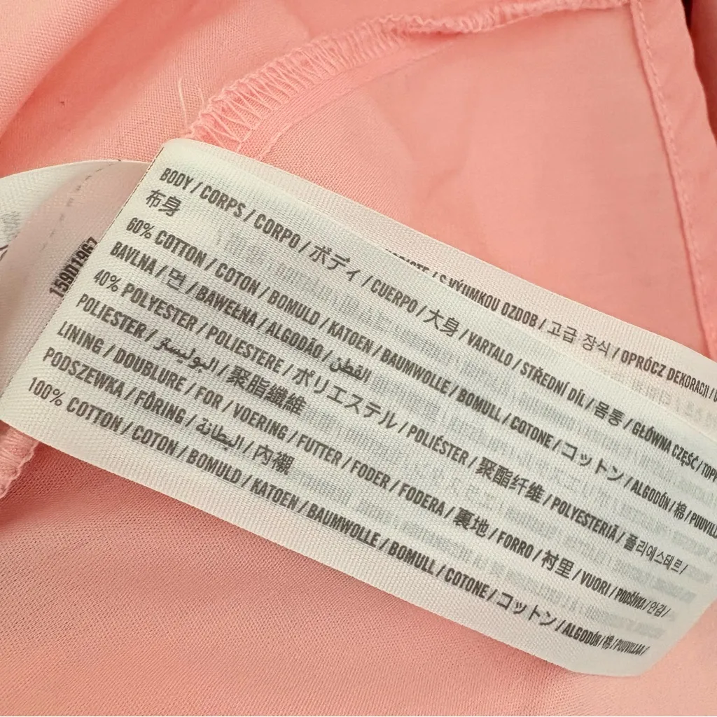 Abercrombie & Fitch Poplin Mini Dress Puff Sleeve Cotton Blend Pink Size M - Image 10