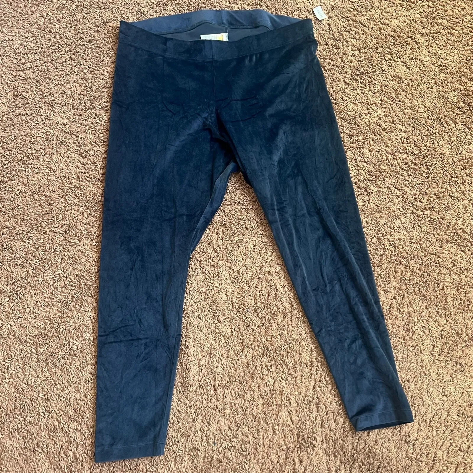 Old Navy Womens Leggings 2XL Blue Stretch Pull On‎ Skinny Velvet Yoga Pants NWT - Image 3