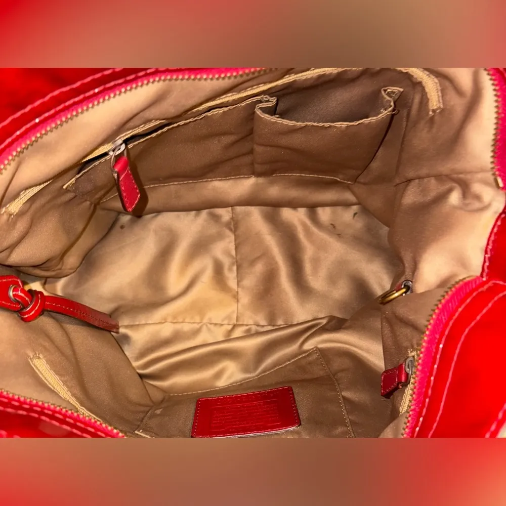 Red Leather COACH Shoulder Bag - Image 11