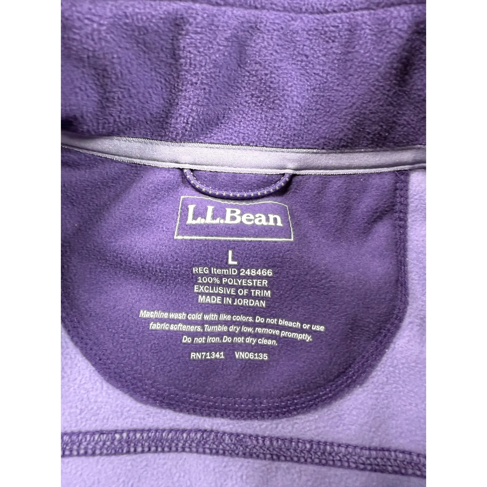 L.L.Bean Womens Purple Fleece Jacket‎ Full Zip Polartec Outdoor Coat L - Image 2