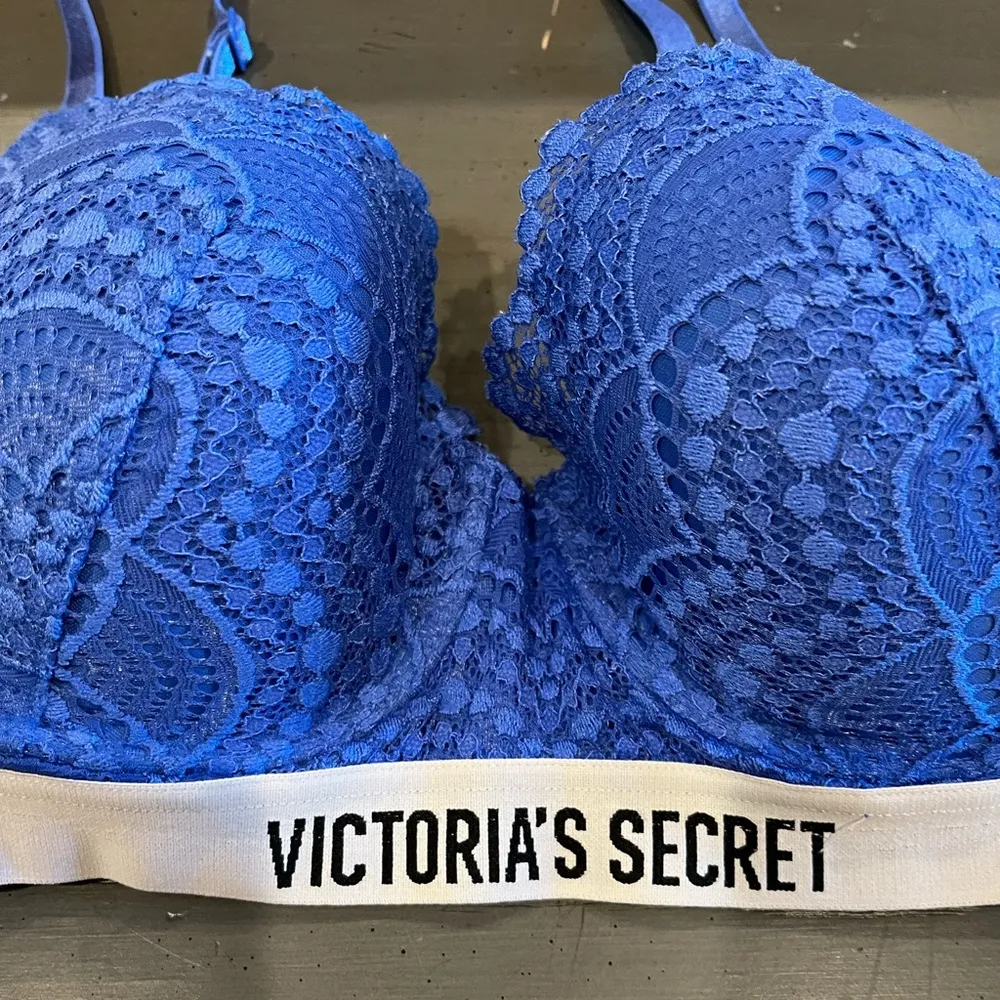 Victoria’s Secret Blue Lace & Logo Perfect Shape Underwire Bra - Image 7