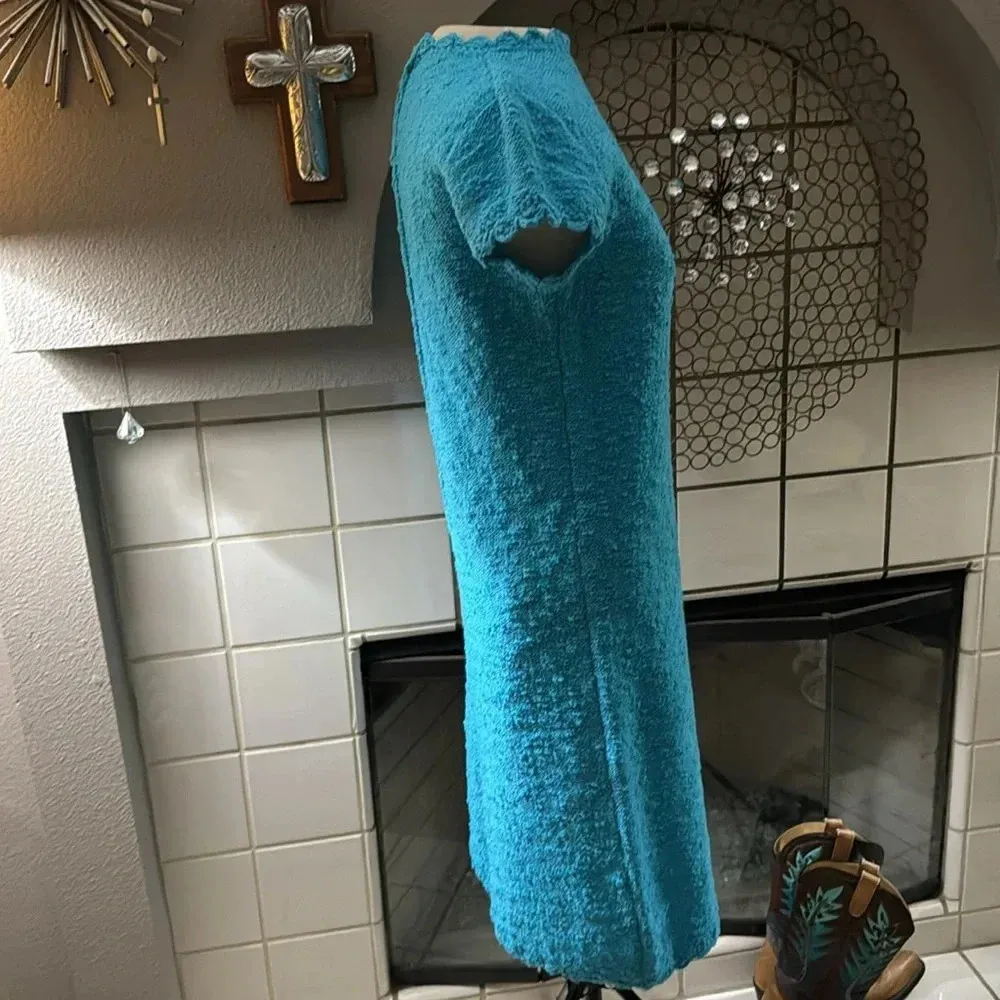 St. John Knits turquoise teal blue knit dress classic vintage Flawless Condition - Image 7