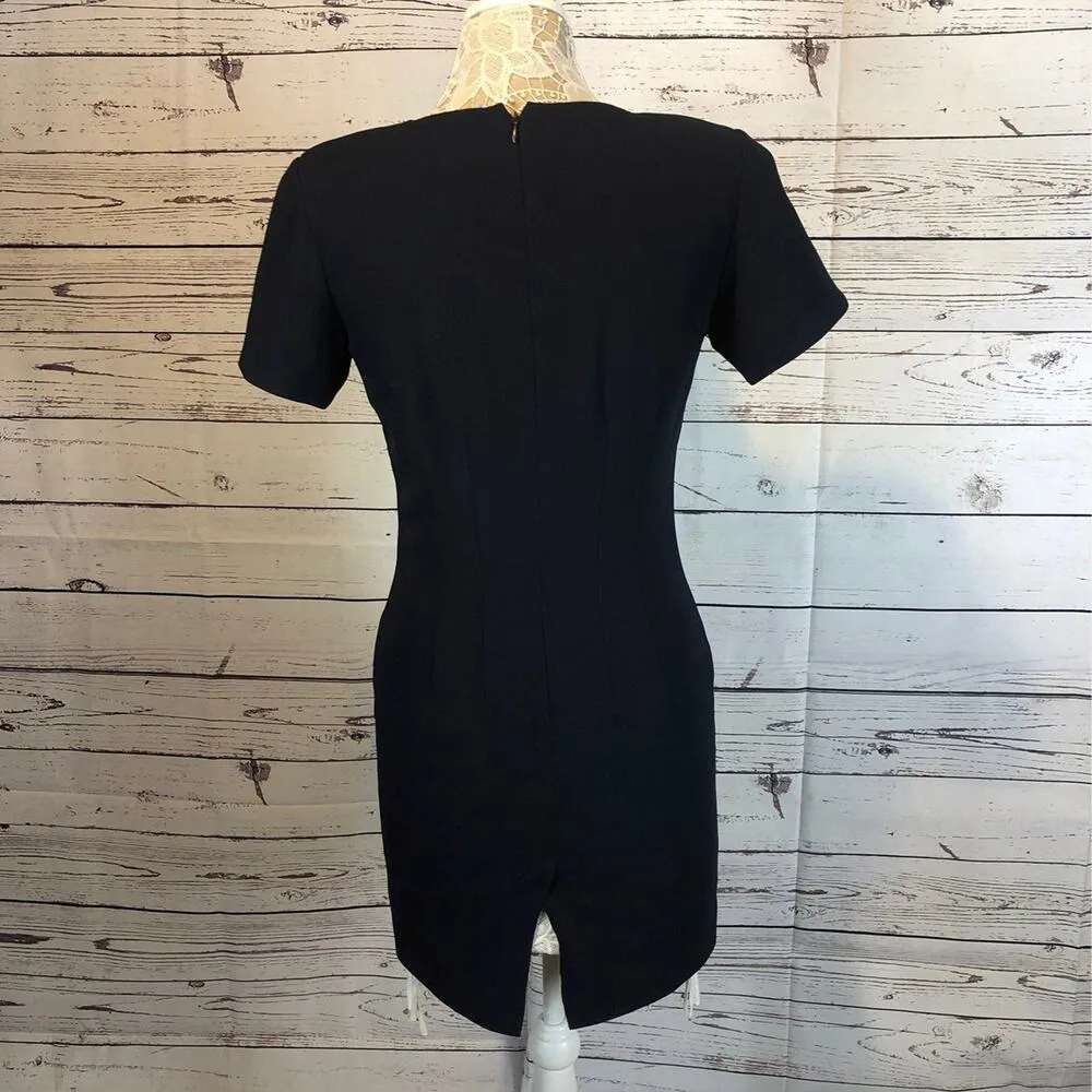 Lord & Taylor petite fitted Navy short sleeved round neck dress size 4 petite Blue - Image 7