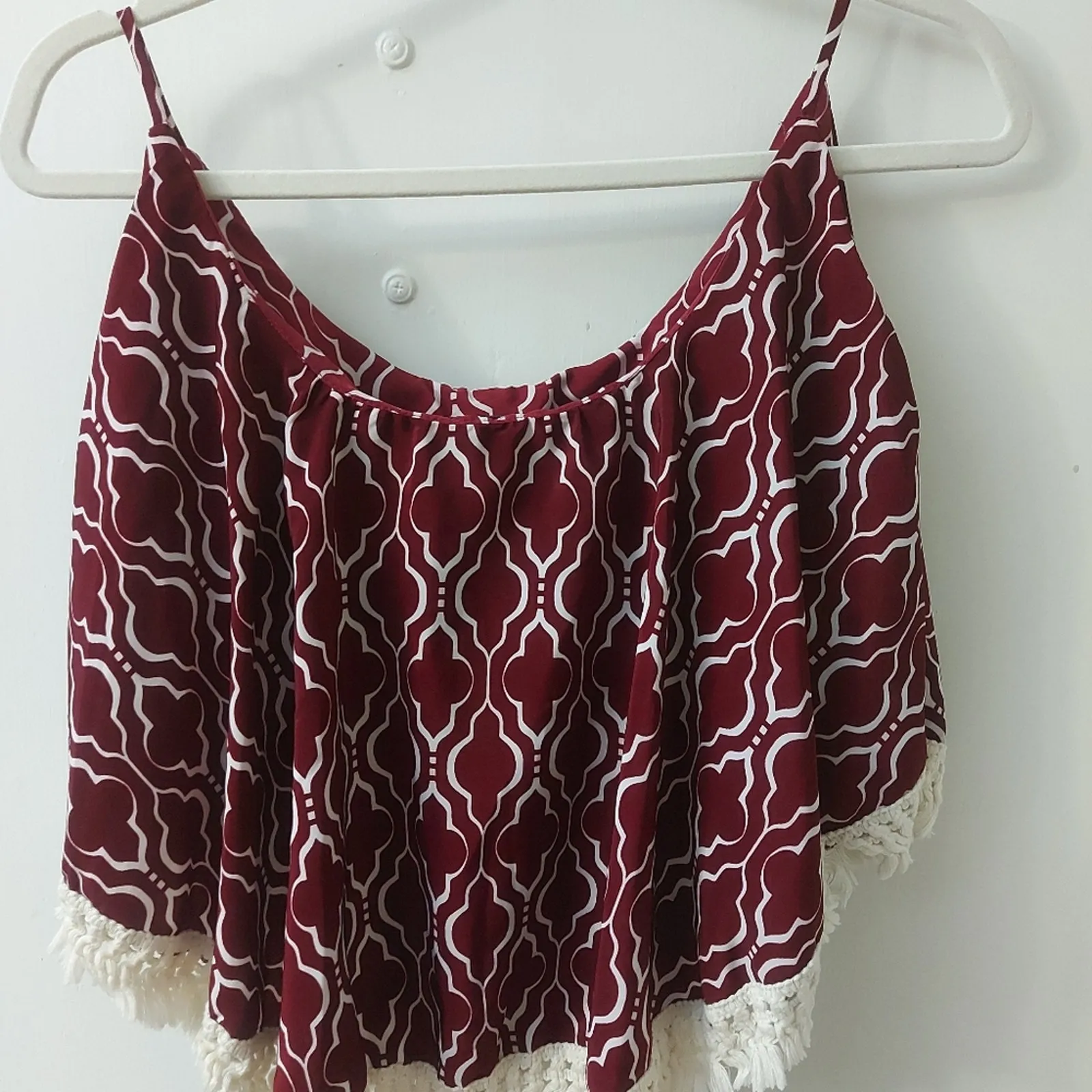 How.very.loved Indie Boho Fringe Tank Top Size S Festival Hippie Boho Coquette Purple - Image 3