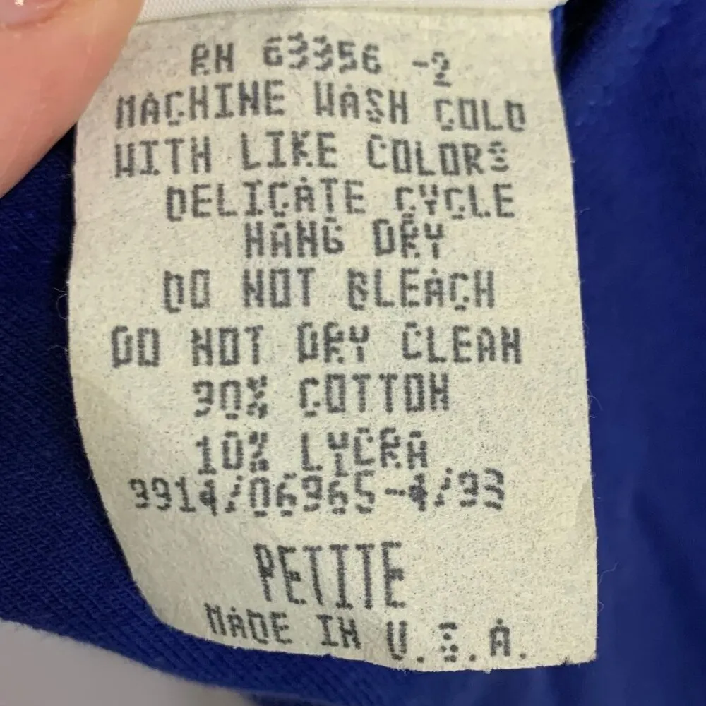 Capezio Pinch Drawstring Front Long Sleeve Leotard Petite Blue Cotton Blend 9914 - Image 8