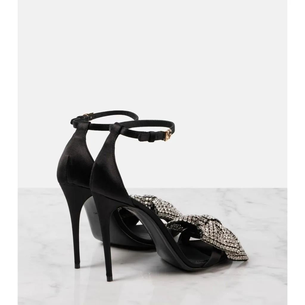 Dolce & Gabbana Keira Bow Sandal in Nero & Crystal 37 With Box womens High Heels - Image 3
