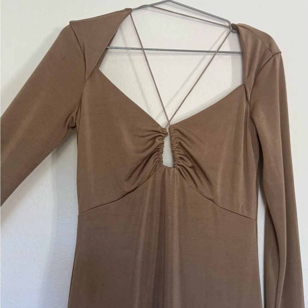 Jason Wu Tan Long Sleeve Dress - Image 4