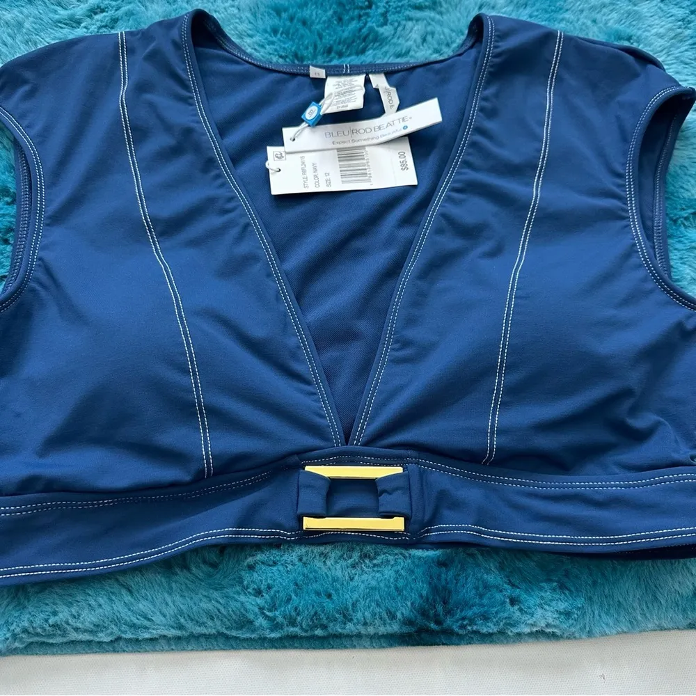 Bleu Rod Beattie A FINE LINE CAP SLEEVE BIKINI TOP Size 12 - Image 5