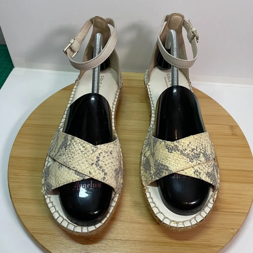 Cole Haan Women 9.5 White Snake Print Leather Espadrille Sandal Grand OS - Image 7