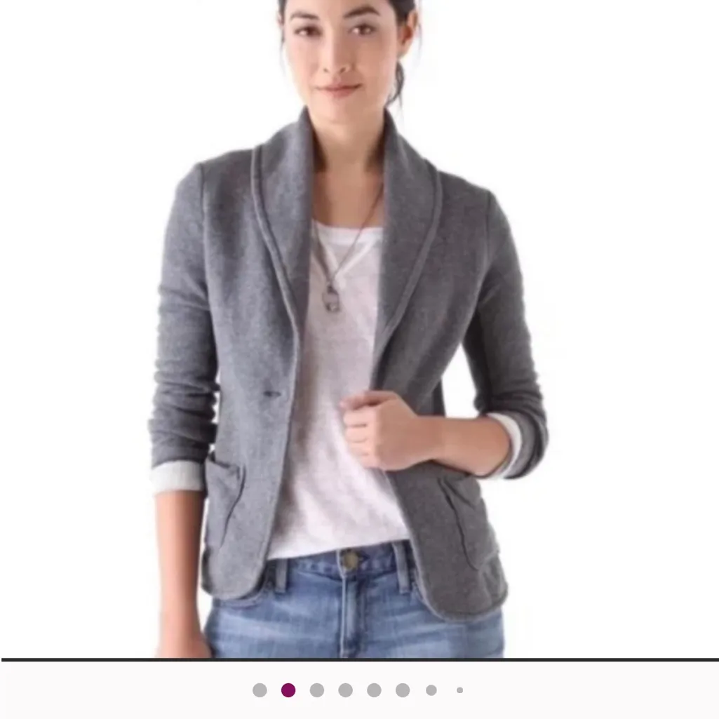 James Perse Shawl Collar Knit Cotton Gray Blazer, Size 4 XL - Image 14