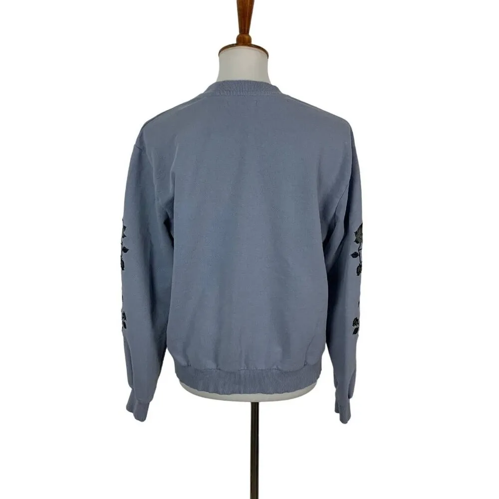 NA KD Blue Sweatshirt Medium Minimalist Pullover Crewneck Cozy - Image 4