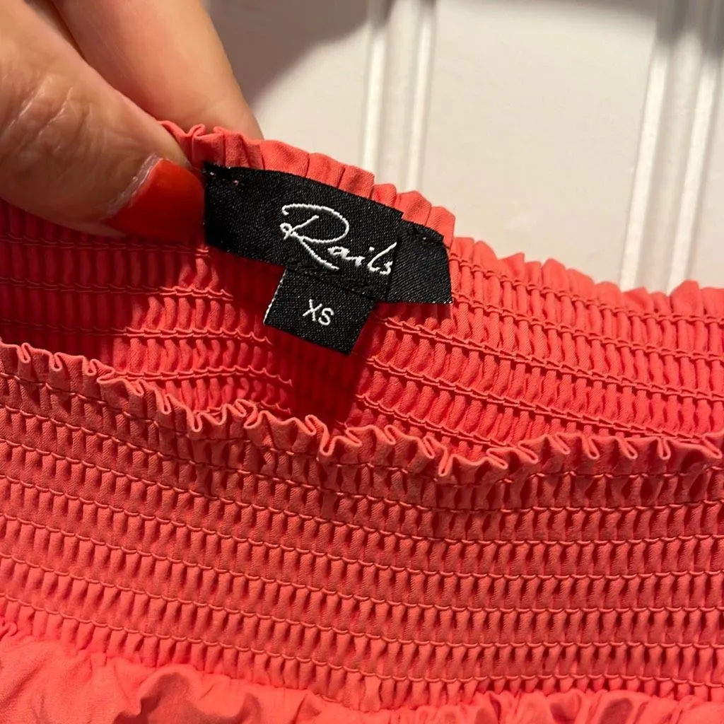 Rails Womens Flutter Sleeve Smocked Square Neck Sonora Top Spiced Coral Size XS‎ - Image 6