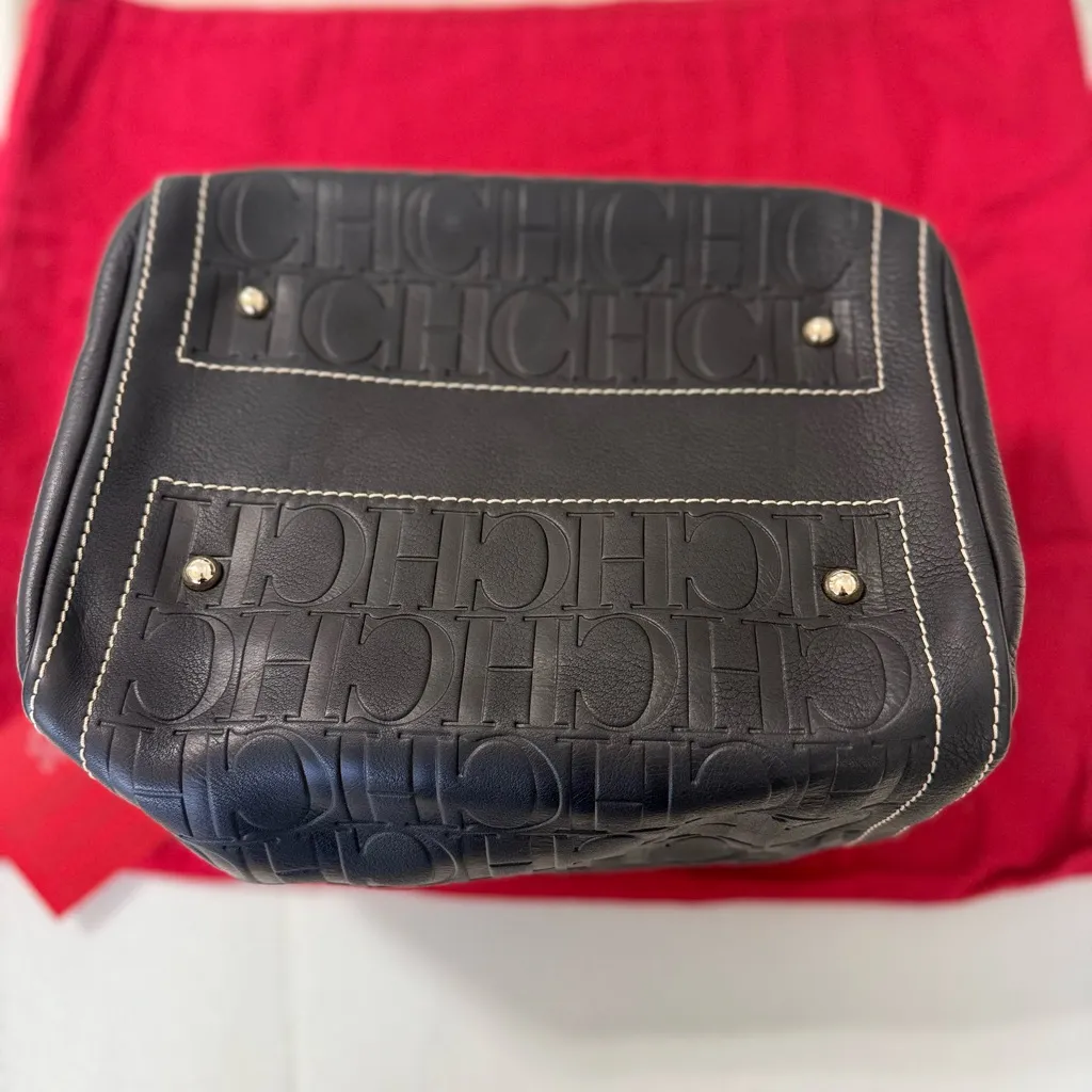 NWOT Authentic Carolina Herrera Black Genuine Leather CHCH ANDY Satchel Bag - Image 2