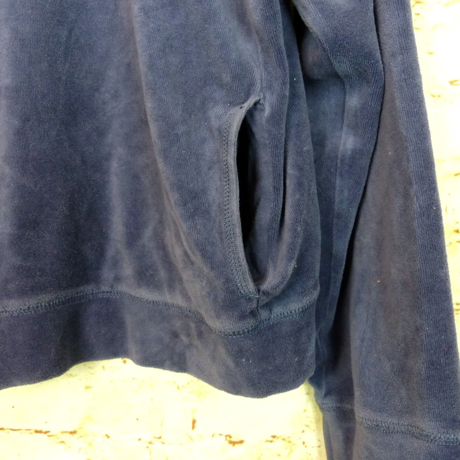 Aerie Hoodie Women XXL Blue  Velour Crop Zip Up Raglan Sleeves Pockets Lounge - Image 6