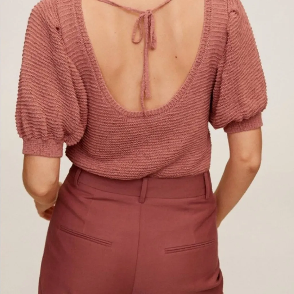 Mango MNG knit puff sleeve top Women’s‎ SIZE MEDIUM - Image 2