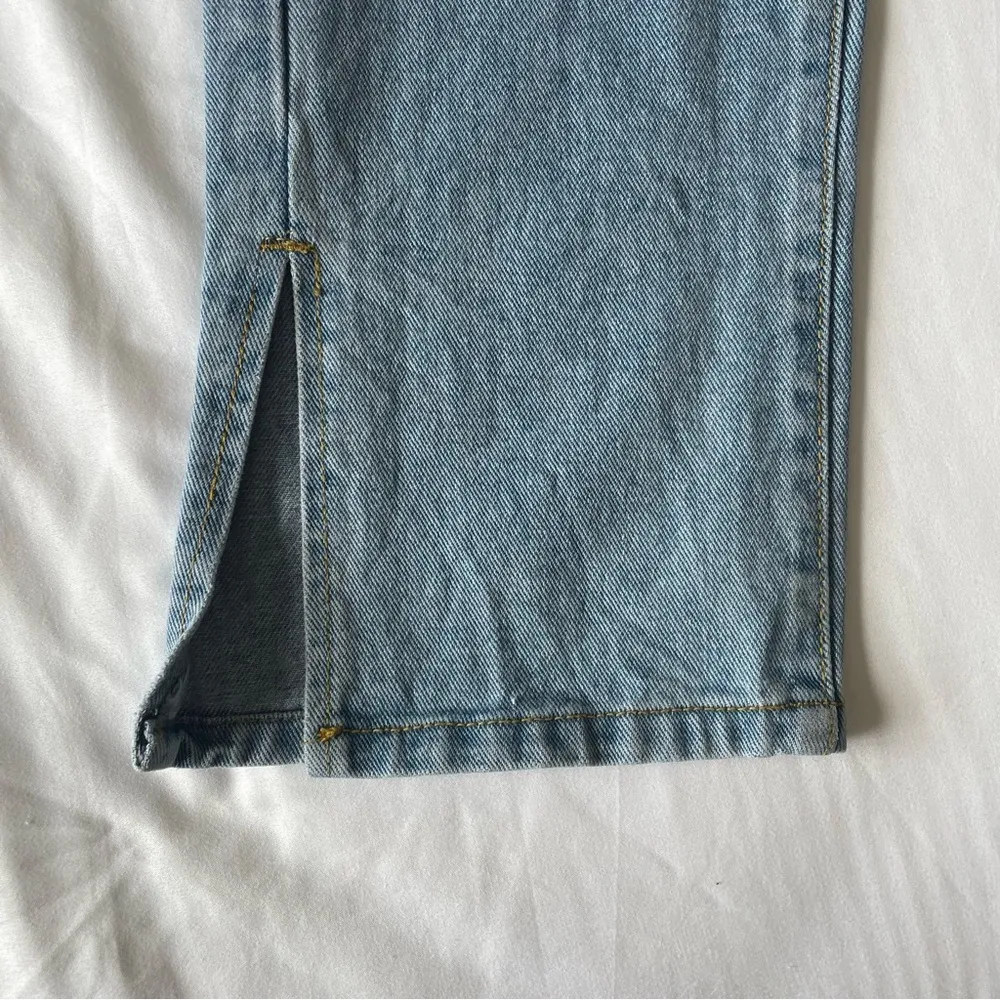 PrettyLittleThing Ripped Waistband High Waist Split Hem Jeans, Size 2 Tall, NWOT - Image 10