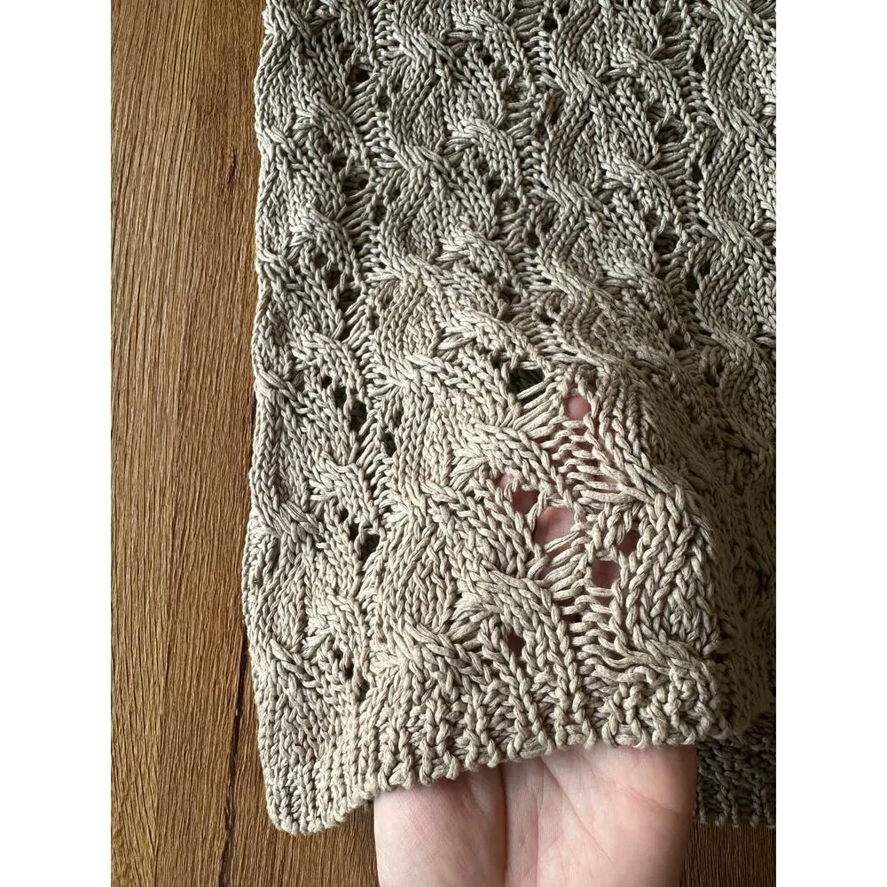 Talbots Vtg Made In Italy Crochet Tan Cardigan Size Large - Image 6