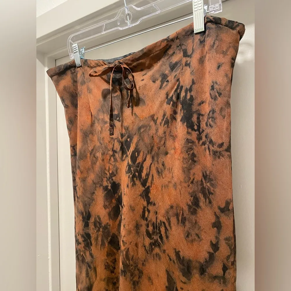 Double Zero ZERO ZERO Y2K Black & Rust Tie Dye Midi Skirt With Ruffle Hemline - S - Image 7