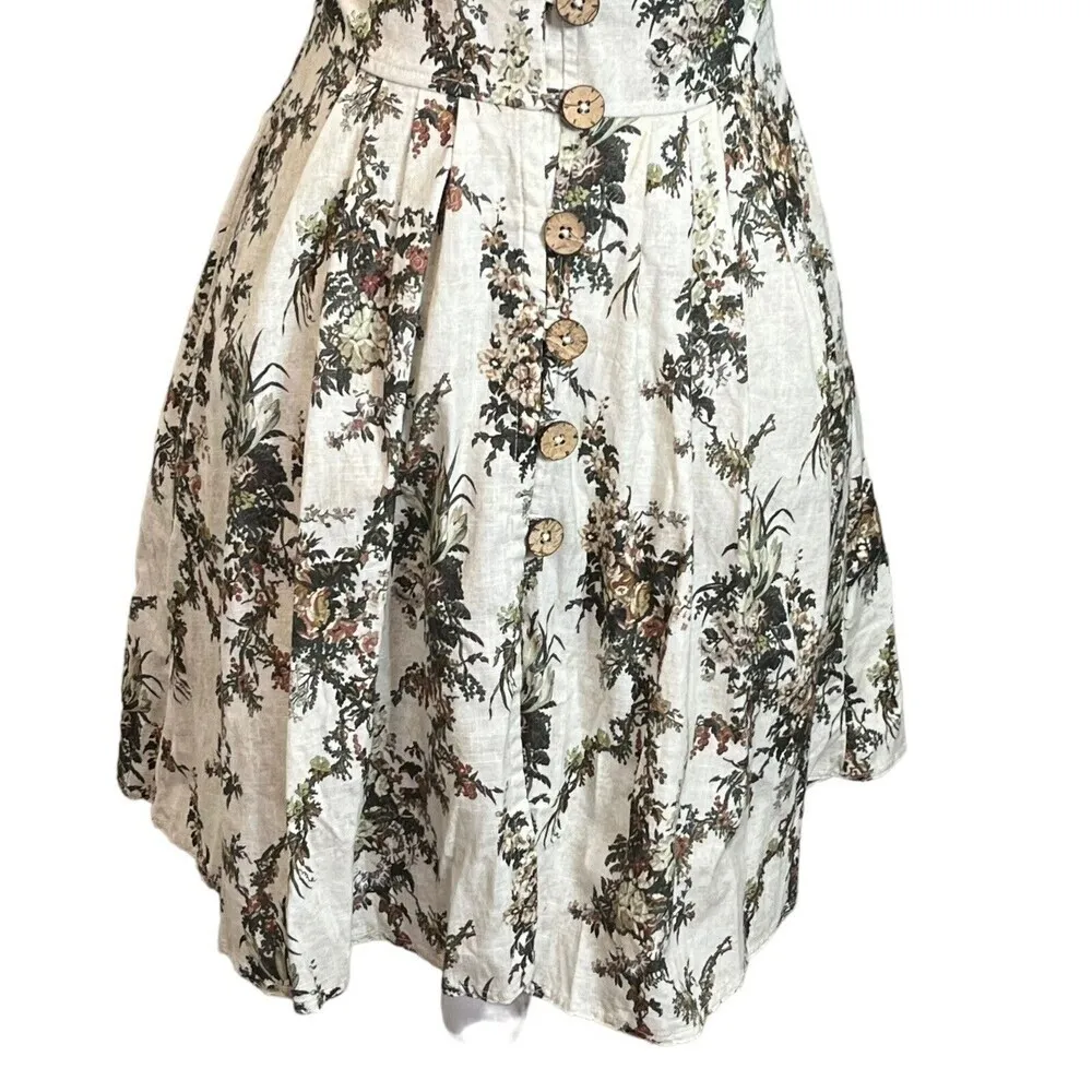 Agua Bendita Menta Papier Dress Floral Fit and Flare Open Back Womens Size Small - Image 3