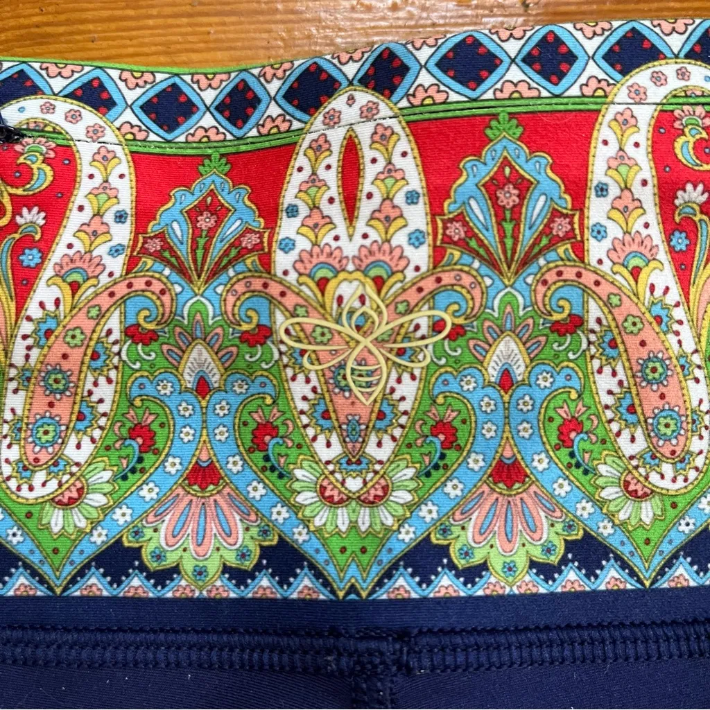 Johnny Was Navy and Lime Striped Leggings - Image 8