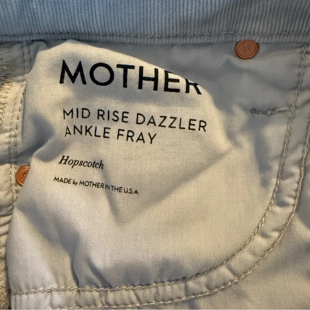 Mother Mid Rise Dazzler Ankle Fray Hopscotch Stone Blue Corduroy Women’s size 25 - Image 12