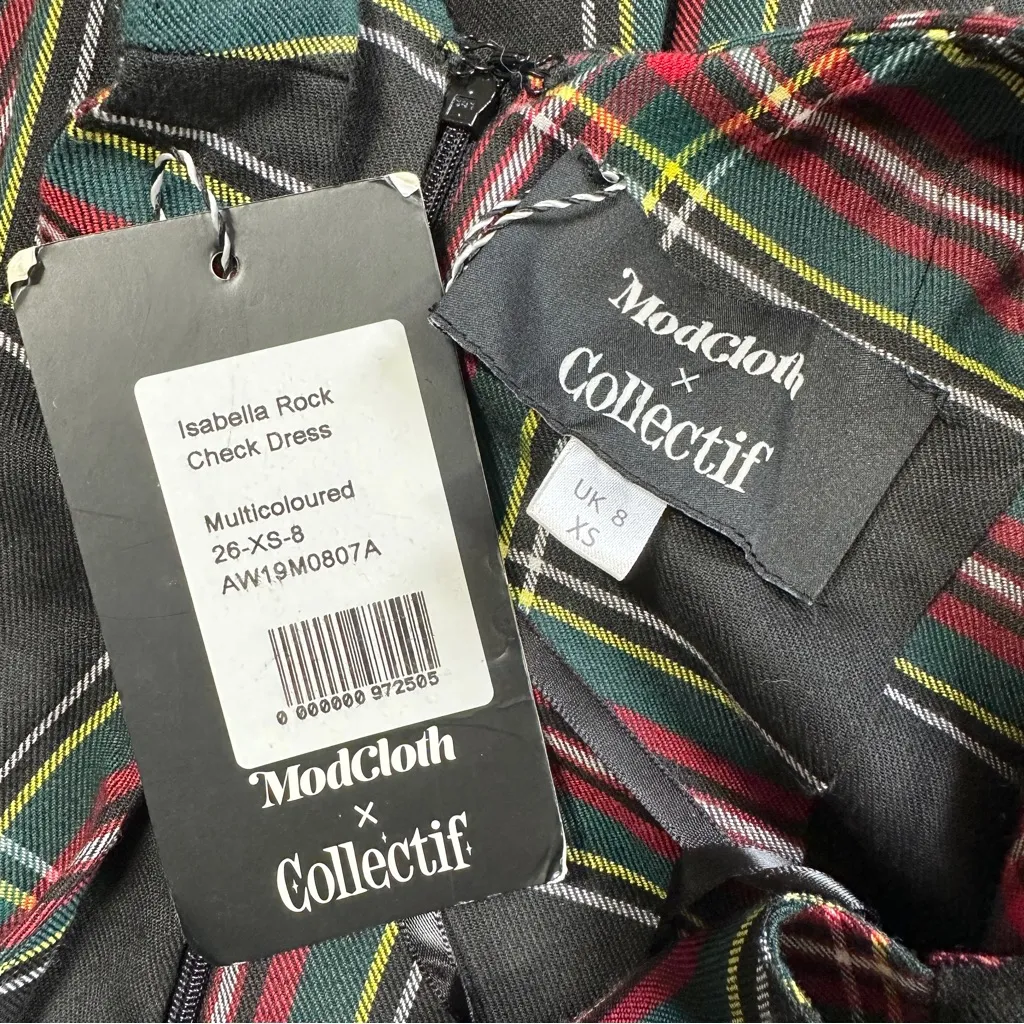 Modcloth X Collectif Isabella Rock Plaid Tartan Check Dress Hi-Low Multicolor XS - Image 11