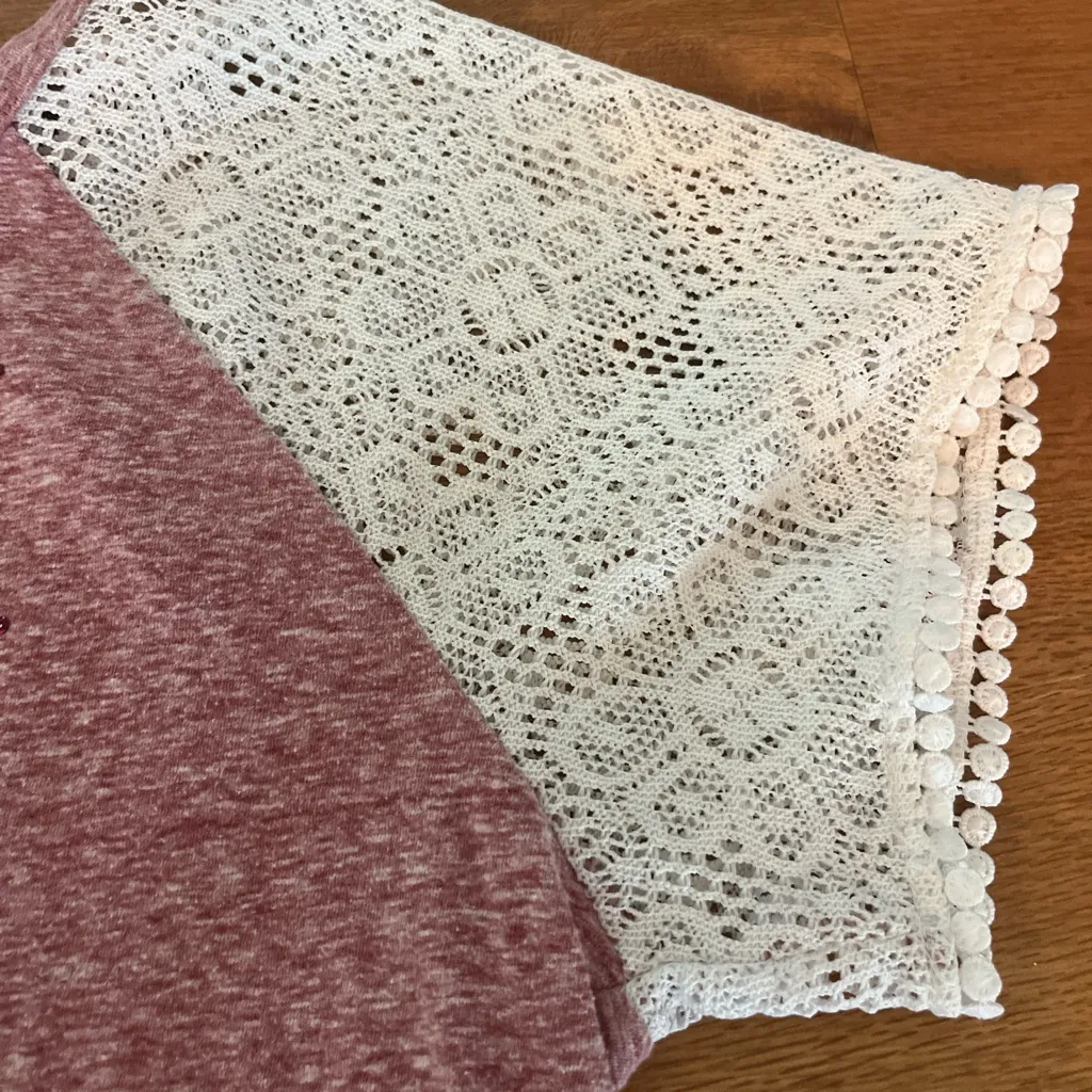 Adult Size XS Disney Parks Bambi Thumper Summer Shirt Top Lace Sleeves Maroon - Image 3