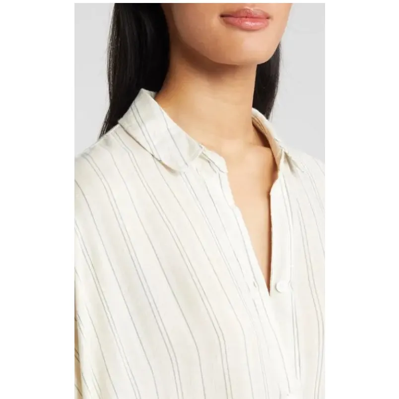 Nordstrom Stripe Handkerchief Hem Button-up Poncho Size‎ One Size - Image 5