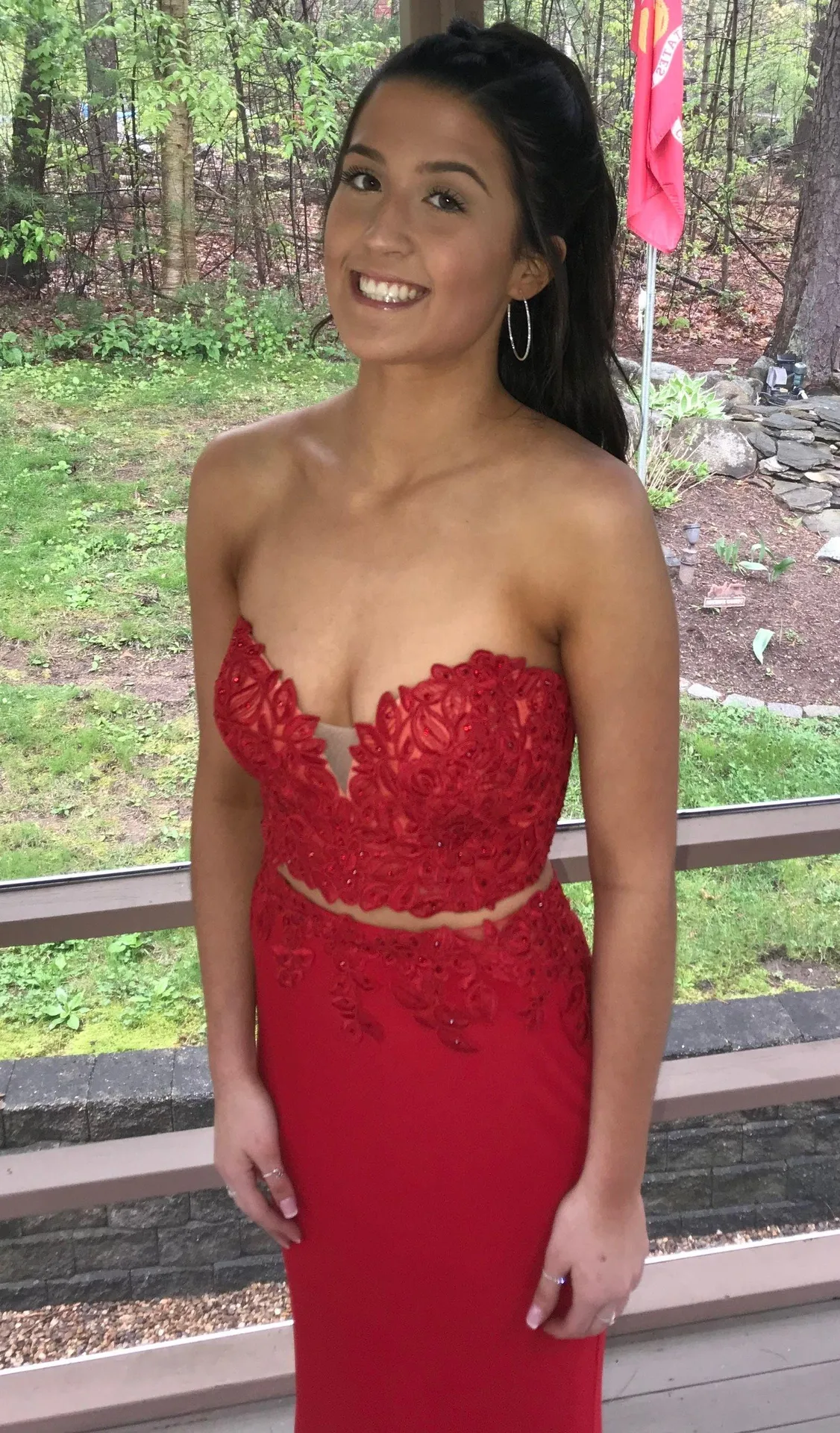 Red Two Piece Prom Dress - Image 2
